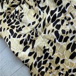 BCBG Maxazria Satin Gold & Black Printed Short Sleeve Button Down Shirt XS Photo 2