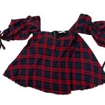 Mango  Lightweight Cotton Checkered Flannel Sweetheart Top, Sz S Photo 3