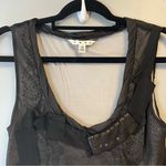 CAbi Tank Layered and Beaded Top w/ Mesh Overlay Black & White Sz XS EUC Photo 1