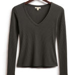 Cloth & Stone XS Gray Ribbed Long Sleeve Modal Blend Stretch Top Minimalist Soft Photo 0