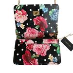 Bebe women's kimberly floral black small crossbody bag clutch gold hardware Photo 2