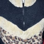 BKE  Black and Cream Teddy Jacket with Leopard Accent Photo 1