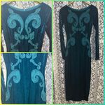 Elegant Teal Velvet bodycon Dress lace cut out see through small NWOT SO SEXY!!! Blue Photo 1