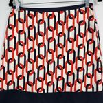 Banana Republic silk chain link print mini skirt navy blue & orange Photo 2