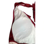 Cupshe BURGUNDY RUFFLE FRONT WRAP ONE PIECE HALTER SWIMSUIT WOMEN SIZE XL Photo 6