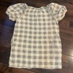 VICI  cotton ruffle mini dress. Cream and gray plaid. Puff sleeves. Size medium Photo 7