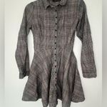 ZARA Woman Premium Denim Collection Plaid Button Down Shirt Dress Gray Sz Small Photo 0
