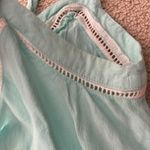 Mika & Gala Scalloped Cropped Eyelet Tank Top Blouse Aquamarine Teal Size 10 EUC Photo 4