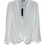 Krisa Revolve  blouse faux wrap surplus white v-neck lightweight size Medium NWT Photo 0