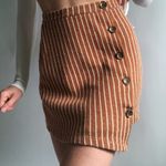 Urban Outfitters NWT  Size M Brown and White Pinstriped asymmetrical mini skirt Photo 3