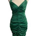 BCBG Max Azria Dress Women’s 2 Green Rouched Halter Neck Y2K Homecoming HOCO Photo 0