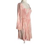 Torrid Mini Challis Off the Shoulder Dress 0 Pink Tie Dye Bell Sleeves Skater Photo 5