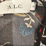 ALC Frank A.L.C. Cynthia Silk Black Floral Print Lace Round Neck Long Sleeve Dress 10 Photo 8