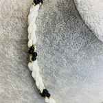 Vintage Pearly Bead Black God Twisted Woven Necklace 17" Photo 2