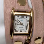 La Mer Collections Women's gold tone Chain pink leather band Wrap 22mm running Photo 1