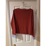 J.Crew Women's Shirt Red Striped Wide Neck Top Chambray Cuff Boat Neck Sz M Photo 10
