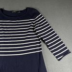 Lauren Ralph Lauren Dress Womens Large Navy White Striped 3/4 Sleeve Boatneck Blue Photo 5