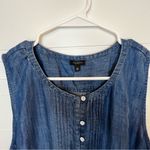 Talbots Blue Pintucked Tencil Chambray Demin Button-Up Shirt Dress Size 16 Photo 7