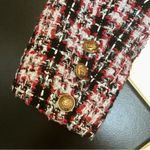 LIONESS Palermo Tartan Blazer Jacket Preppy Military Gold Buttons Black Red sz M Photo 10