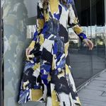 ZARA Dress midi abstract satin long sleeve boho party wedding Photo 1