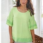 Soft Surroundings Oakleigh Triple Tiered Sleeve Top in Margarita Lime Size Small Photo 0