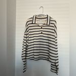 J.Crew   Striped Collared Terry Sweatshirt 100% cotton size L Photo 3