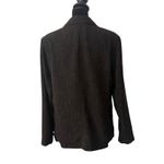 Chico's  1 Black Textured Blazer Jacket Silk Lining Bamboo Chinese Size M Brown Photo 9