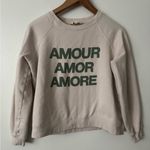 Sézane Sezane M Amor Sweatshirt in Cream and Green Photo 1