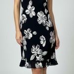 Vintage Kelly and Diane Silk Mini Dress Black White Beaded Floral Size 2 Photo 0