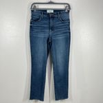 Evereve  The Ever Straight Jeans High‎ Rise Raw Hem Dark Wash Denim Size 26 Photo 1