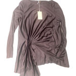 COS  Asymmetrical Drape Twist Long Sleeve Top Navy Blue Size M Photo 0