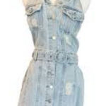 Le lis  Collection halter denim belted open back‎ mini dress Large Photo 0