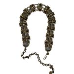 Estate 1960s Grey Moonglow Lucite Thermoset Gold Choker Necklace Costume Jewelry Gray Photo 5