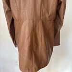 Baccini Brown Faux Leather + Fur Trim Coat Photo 6