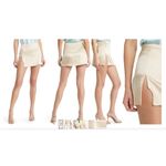 Mother Of All Berri Stretch Silk Mini Skirt Beige Womens Size Medium Gold Photo 8