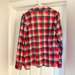 Passport Red & Navy Plaid Top w/ Lace Detail Women’s Small | Soft 100% Polyester Photo 2