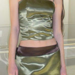 All My Love NEW Anna Top in Olive Medium Satin Party Night Out Summer Glam Green Photo 0