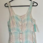 Abound NWT  Pink-Green Adley Plaid Tiered Front Button Mini Dress - S Photo 2