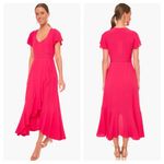 Tuckernuck • francesca short sleeve maxi ruffle
faux wrap dress in hot pink sz S Photo 1