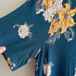 Loft  Blue and Yellow Floral Swing Shift Dress, Casual Knit Dress, Size Medium Photo 8