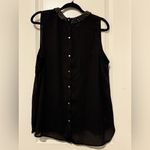 Attention  Black Embellished Collar Sleeveless Blouse – Size XL Photo 4