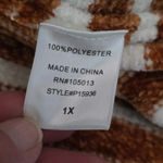 ANDRÉE BY UNIT Brown White Stripe Chenille Henley Sweater Plus Size 1X Photo 6