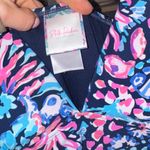 Stella Parker one piece swimsuit ruched print lilly pulitzer navy seashell vneck Pink Size L Photo 3