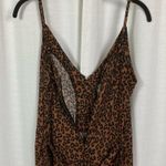 American Eagle Brown Leopard Print Wide Leg Cropped Jumpsuit Sz.M NWT Photo 10