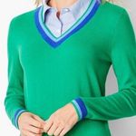 Talbots  Cricket V Neck Sweater Green Blue Photo 0