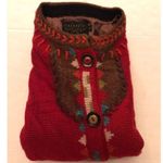 Icelandic Design Sweater Sz Medium Orange Embroidered Beaded Lined Cardigan YC Photo 8