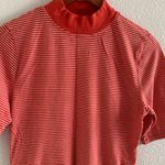 Anthropologie  tla High Neck Top Mini Stripe Orange White Medium Photo 2
