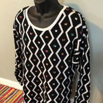 80s Zig Zag Emerald Sweater Bedazzled Medium Black Photo 1