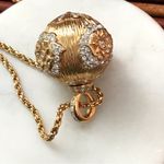 Swavorski Swarovski Crystal Ball pendant Necklace Gold tone on long chain 33” Photo 8