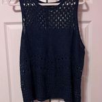 a.n.a Navy Sleeveless Crochet Top Photo 0